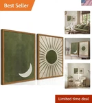 Mid Century Modern Boho Sun And Moon Canvas Prints - Wall Decor Set Of 2. Fixed Price $85.99.