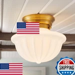 Youngrender 9" Gold Schoolhouse Semi Flush Mount Light Fixture Modern Mid Centur. Fixed Price $85.70.