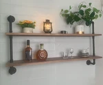 Industrial Pipe Shelves 48 Inch 2 Tier Brown Wood Floating Wall Shelf Hddfer. Fixed Price $179.99.