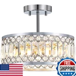 Yurnyq Crystal Ceiling Light Fixture, Modern Semi Flush Mount Light, Chr. Fixed Price $137.74.
