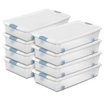 Sterilite 56 Quart Latching Stackable Wheeled Storage Container W/ Lid, (8 Pack). Fixed Price $148.99.