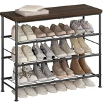 Suoernuo Shoe Rack Organizer 4 Tier For Standard Tier, Black+rustic Brown. Fixed Price $59.49.