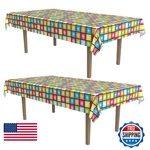Beistle Pack Of 2 Multicolored Disco Rectangular Plastic Tablecloths 70s Themed. Fixed Price $36.77.