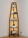 67.2 Tall 5-tier Corner Shelf With Led Light - Black Oak Metal Frame. Fixed Price $93.99.