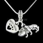Bulldog Love Heart Best Friend Paw Print Necklace Pet Loss Animal Charm. Fixed Price $39.00.