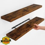 Fun Memories Wood Floating Shelves Brown 40" Wall Mounted Set Of 2 Storage Decor. Fixed Price $100.69.