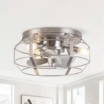 Parrot Uncle Industrial 3-light Metal Cage Low Profile Ceiling Fan Light Remote. Fixed Price $75.57.