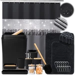 Xlhomo Bathroom Sets Shower Curtain And Rugs24pcs Black Set. Fixed Price $91.70.