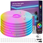 Nbbuff 100ft Led Neon Rope Lights Music Sync, Rgb Strip 100 Ft, White. Fixed Price $79.85.