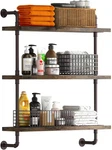 3 Tier Industrial Pipe Shelf Rustic Wood Floating Shelves,wall Display Bookshelf. Fixed Price $79.99.