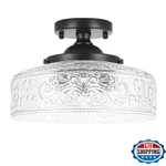 Daunton Semi Flush Mount Ceiling Light Fixture, Vintage Matte Black 3-light Fixt. Fixed Price $77.04.
