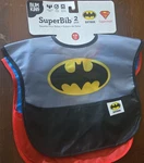 Bumkins Superbib 2-pack Waterproof Baby Bibs Batman Superman Catch-all Pocket. Fixed Price $10.00.