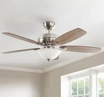 Hampton Bay Southwind Ii 52 Ceiling Fan Brushed Nickel Repl. Glass. Fixed Price $85.00.