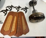 Gulf Coast Sea Breeze Ceiling Fan 4 Blades Antique Brass Cane. Fixed Price $110.00.