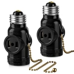 E26 To 2 Polarized Outlet Socket Adapter, Pull Chain Black. Fixed Price $13.83.