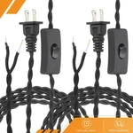 2 Pcs 8ft 18/2 Twisted Cloth Lamp Cord With Button And Plug Black. Fixed Price $19.49.