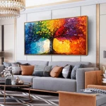 Zhaoshop Tree Canvas Wall Art For Bedroom - 59"l X 29"w, Blue And Yellow. Fixed Price $129.97.