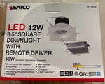 New 1-pc Satco S11633 3.5" 12w Led Square Down Light 3000k 120v Dimmable 40 Deg. Fixed Price $25.95.