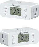 7 Day Heavy Duty Timers For Electrical Outlets, 2 Pack Dual Outlet Digital Timer. Fixed Price $41.99.