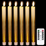 Wondise Gold Flameless Taper Candles With Timer & Remote, 9 Inch 6 Pack. Fixed Price $30.52.