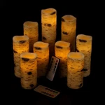 Antizer 9pc Real Wax Led Pillar Candles Birch Bark, 4-9in, Battery, 10-key Remot. Fixed Price $44.98.