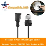 Feekoon 1 Pack 3 Outlet Light Socket Adapter Convert E26/e27 Bulb To 3pin. Fixed Price $8.99.
