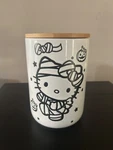 New Hello Kitty Halloween Mummy Ceramic Cookie Jar With Airtight Bamboo Lid. Fixed Price $20.00.