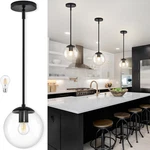 Bagood 8 Inch Black Mid Century Pendant Light Globe Clear Glass Fixture Lights. Fixed Price $94.12.