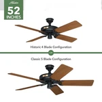 Hunter 52" Cast Iron Black Teak Blade Outdoor Damp Ceiling Fan No Repairs. Fixed Price $584.10.