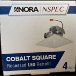 Nora 4" Cobalt Square Led Recessed Retrofit Light White Indoor, New. Fixed Price $17.00.