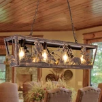 38 Inch Farmhouse Chandelier 4 Lights Bear Elk Wolf Rectangle Ceiling Light. Fixed Price $325.40.
