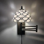 Tiffany Style Sconce Lamp Plug In Swing Arm White Stained Glass 13 L*8 D*15 H. Fixed Price $159.99.