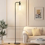 Ziisee Industrial Floor Lamp With Glass Shade - Large Tall Lamp, Clear-black. Fixed Price $53.99.