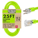 25 Ft Outdoor Extension Cord - 10/3 Sjtw Heavy Duty Neon Green 10 Gauge Light.... Fixed Price $64.82.