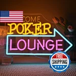 Looklight Welcome Poker Lounge Neon Sign For Wall Decor Right Arrow Led Light Si. Fixed Price $57.60.