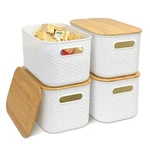 Soddeph 4 Packs Plastic Storage Bins With Bamboo Lids,stackable Conta.... Fixed Price $43.91.