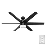 Hunter 60" Matte Black 6 Blade Outdoor Damp Led Wall Remote Ceiling Fan. Fixed Price $314.10.