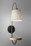 Adesso Jeffrey Modern Wall Lamp, Black/brass With Wood And Usb Port - New. Fixed Price $53.99.