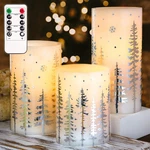 Christmas Flameless Candles, Battery Operated, Hot Stamping Silver Xmas Tree Led. Fixed Price $50.99.
