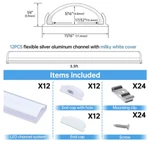 Muzata Flexible Led Channel, Milky White ,bendable Aluminum (12 Pack) Hsl-1021. Fixed Price $45.00.