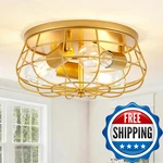 Viluxy Gold Semi Flush Mount Ceiling Light Industrial 3-light Rustic. Fixed Price $58.74.