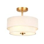 Edwarmlux 3-light Semi Flush Mount Ceiling Light Fixture 12.6" Gold Drum White F. Fixed Price $66.15.