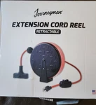 Journeyman Retractable Extension Cord Reel Black Plastic Storage. Fixed Price $45.00.