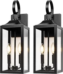 2 Pack Yolsunes Black Metal & Glass Wall-mounted Exterior Light Fixture 19-inch. Fixed Price $54.99.