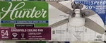 Hunter Crossfield 54in Downrod Flush Mount Brushed Nickel Fan With Light 4 Blade. Fixed Price $139.95.