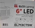 Elco El713ct5w Led 6" Sloped Baffle Trim - 1050 Lumens 5000k White. Fixed Price $56.99.