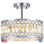 Yurnyq Crystal Ceiling Light Fixture, Modern Semi Flush Mount Light, Chr. Fixed Price $170.96.