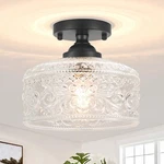 Daunton Small Semi Flush Mount Ceiling Light Fixture, Vintage Matte Black Close. Fixed Price $48.57.