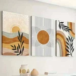 3pcs Abstract Line Leaf Sun Print, Bohemian Wall Art Canvas Unframed/framed. Fixed Price $71.63.
