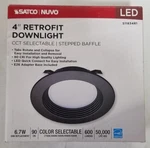 Satco 6.7w Led Downlight Retrofit 4" Cct Selectable, Black - S11834r1. Fixed Price $32.99.